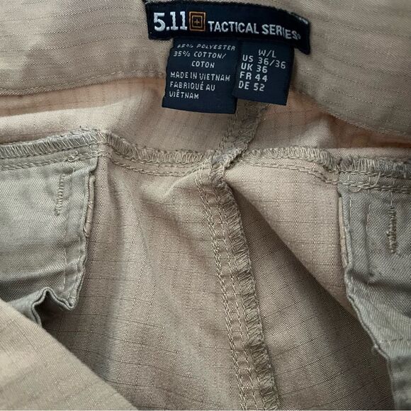 5.11 TACTICAL SERIES Pants Beige Ripstop Cargo Pockets Mens Size 36 x 36 - Picture 10 of 11